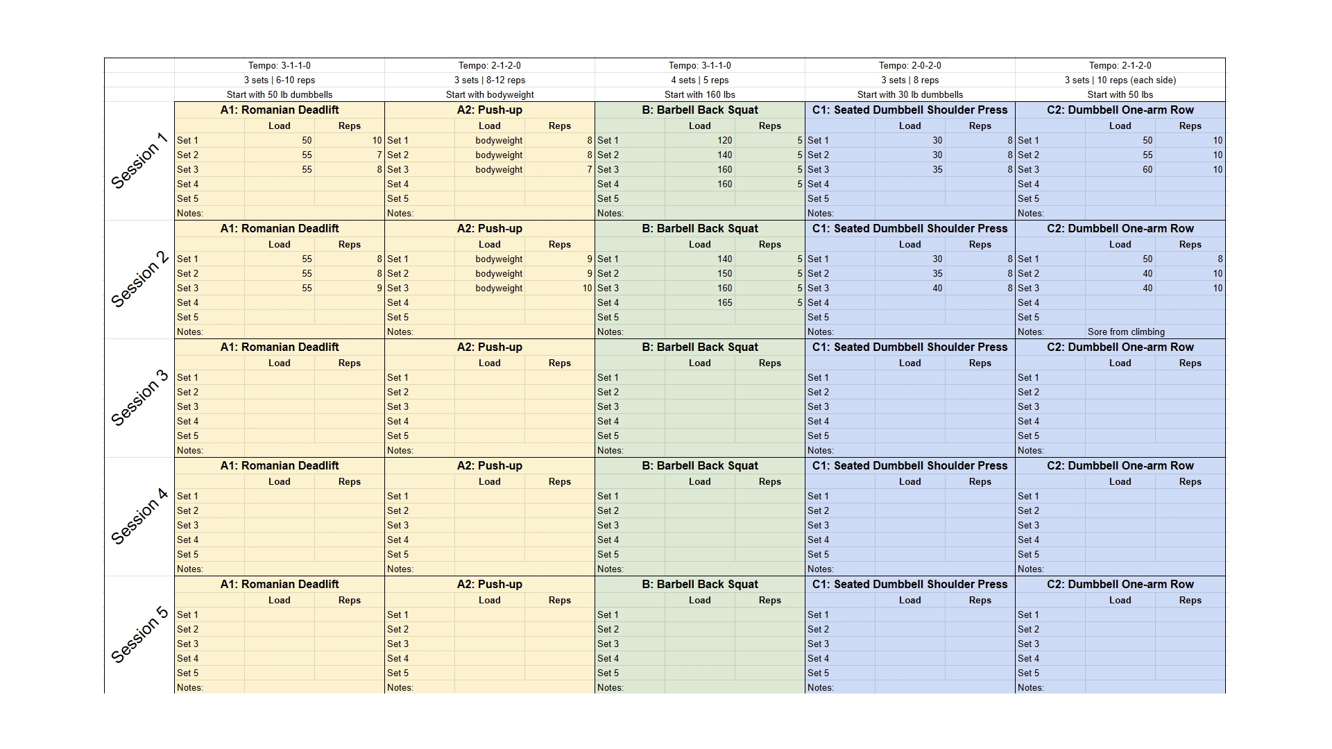 Basic Workout Tracker